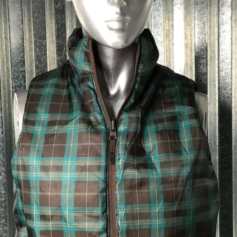 Merona Plaid Vest Brown Green Sleeveless